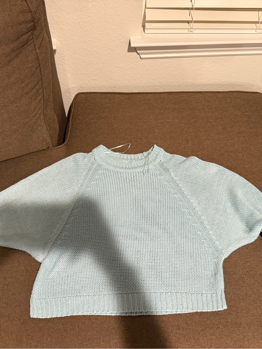 Harper Light Blue Cropped Knit Sweater